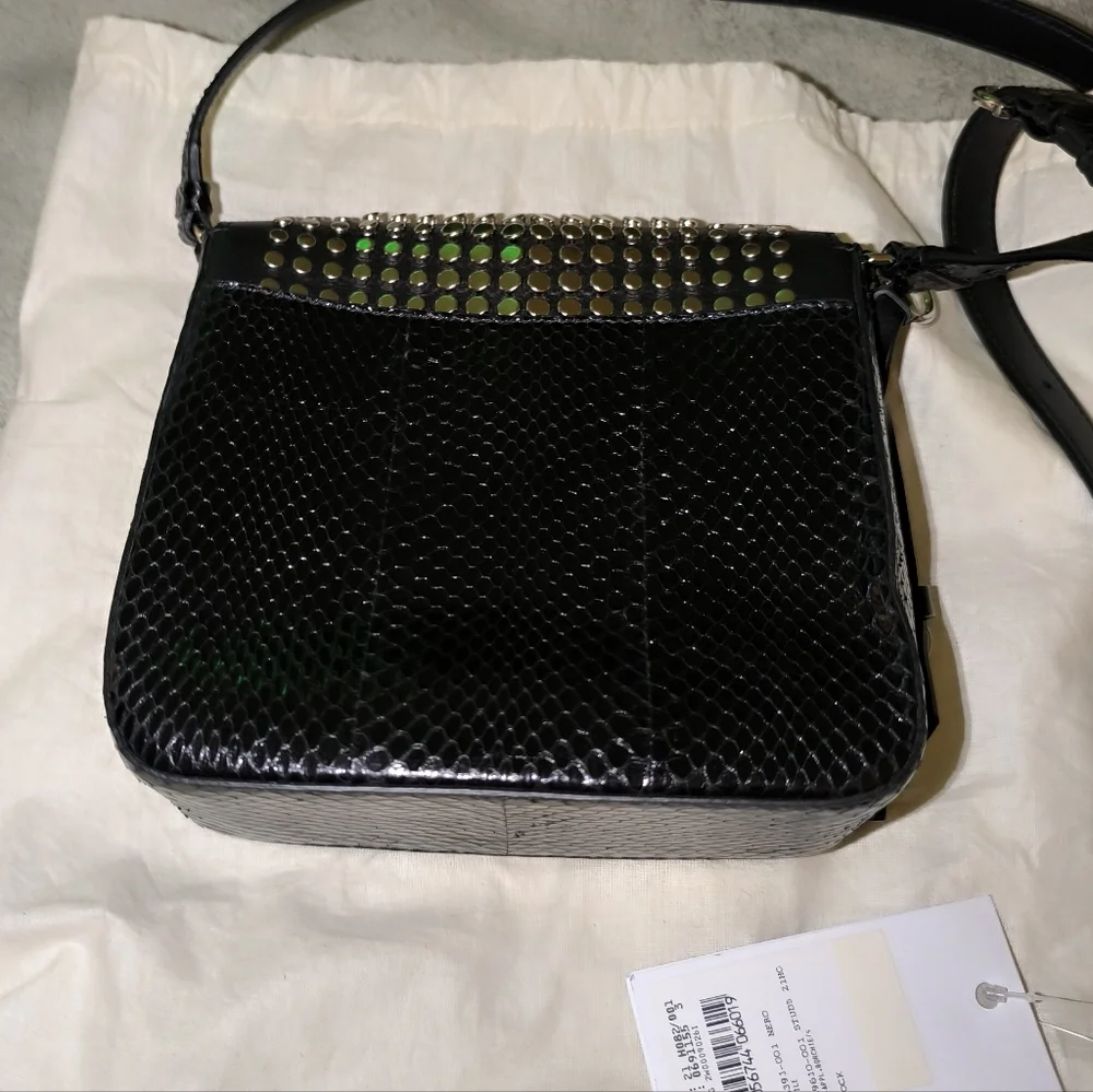 Salvatore Ferragamo Studded Exotics Python Shoulder Grancini Flap Mini Bag